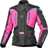 Berik Furmia waterdichte dames motorfiets textiljas, zwart/roze, maat 46