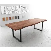 DELIFE Eettafel Edge 260x100 XL acacia bruin metaal zwart Live-Edge