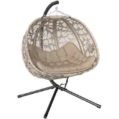 Outsunny - Hangstoel - voor 2 personen - Staal - Polyester - Bruin