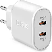 SBS Chargeur secteur rapide Power Delivery 20 W avec deux sorties USB-C-