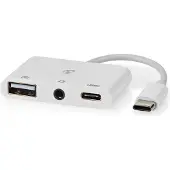 Nedis USB-multipoortadapter USB 2.0 - USB-C-aansluiting, USB-A-aansluiting, USB-C-aansluiting, 3,5 mm-aansluiting, 480 Mbps