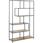 Home4You Actona Seaford Boekenkast 5 Planken Staal & Wilde Eik