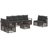 vidaXL Tuinbank Set 9 st Grijs poly rattan