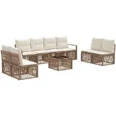 vidaXL Tuinbank Set 9 st Beige poly rattan