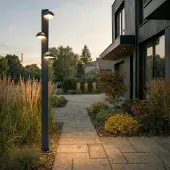 LUCANDE LED buitenlamp Velira, zwart, 220 cm, 3-lamps Velira, zwart, metaal, Modern