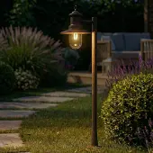 LINDBY Tuinpadverlichting Eloretta, dimbaar, bruin / roest, metaal, Landelijk, Tuinpad verlichting