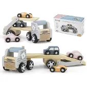 Inny Houten Truck met Oplegger incl. 3 Auto's 44014