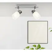 Brilliant LED Wandlamp Lea | Tijdloze wandlamp | 2-lichts | Metaal/Glas | IJzer/Chroom/Wit | Verstelbare lampenkappen | 2x E14, max. 4W