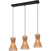 TRIO 3 Lichts Hanglamp Bijou Zwart Met Rotan