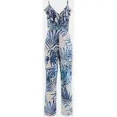Guess Marciano GUESS Eco Alice Slinky Overall Fiji Palm Print Maat: L | Jumpsuits Outlet | Dames | Blauw
