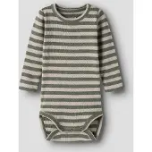 Name it BABY gestreepte romper - olijfgroen Jongens/Meisjes Stretchkatoen Ronde hals - maat 50