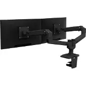 Ergotron Monitorarm LX, voor 2 beeldschermen tot 27″ & tot 9,1 kg per monitor, tafelbevestiging, in hoogte verstelbaar, kantelbaar, VESA, mat zwart