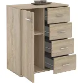 CARO-Möbel Commode TIRANO met 1 deur en 4 lades - Sonoma-eik