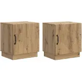 vidaXL Nachtkastje 2 st Artisanaal eiken 43 x 34,5 x 47 cm