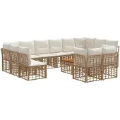 vidaXL Buiten bank set 13 st Natuurlijk en Crème Wit Polyester