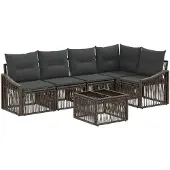 vidaXL Tuinbank Set 6 st Grijs poly rattan