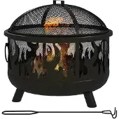 Outsunny -Feuerschale-Metall-Ø61 x 55H cm-Schwarz