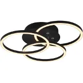 TRIO Plafonnière Circle 3-rings zwart