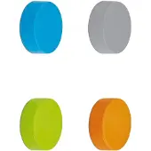 MAUL Ferrietmagneet , 4 stuks, tot 0,8 kg, siliconen coating, Ø 30 x 7 mm, geassorteerde kleuren