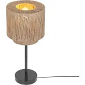 TRIO Japandi Tafellamp Zwart met Bruin Touw - Smilla