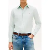 Tommy Hilfiger Linen Blend Dobby Rf Shirt Crushed Mint Maat: S | Casual Overhemden Outlet | Heren | Groen