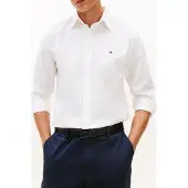 Tommy Hilfiger Flex Dobby Sf Shirt White Maat: M | Zakelijke Overhemden Outlet | Heren | Wit