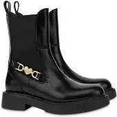 Moschino Chelsea Ankle Boots In City Love Abrasive Calfskin Black Maat: 37 | Laarzen Outlet | Dames | Zwart