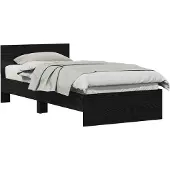 vidaXL Bedframe met Hoofdbord met hoofdeinde Zwart eiken Bewerkt hout