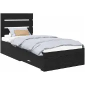 vidaXL Bedframe met lade Zwart Eiken 90 x 200 cm Bewerkt hout