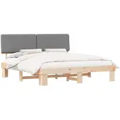 vidaXL Bedframe met Gevoerde Hoofdbord Lichtgrijs 200 x 200 cm
