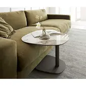 DELIFE Salontafel Elenya 60x60 cm keramiek Minas Melange wit-beige frame effectafwerking titanium