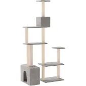 vidaXL Kattentoren met sisal krabpalen Lichtgrijs 177,5 cm