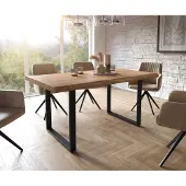DELIFE Eetkamertafel Edge acacia natuur 160x90 XL skid zwart Live-Edge