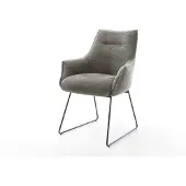 DELIFE Eetkamerstoel Alja-Flex met armleuning bouclé zacht mud slipframe zwart pocketveer kern