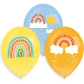Amscan Ballonnen Retro Rainbow 27,5 Cm Latex Oranje 6 Stuks