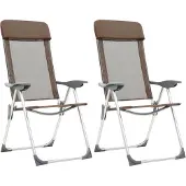 vidaXL Campingstoelen 2 st inklapbaar aluminium bruin