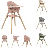 Kikkaboo 2 In 1 Woody 2024 Home Highchair Roze Kinderen