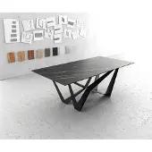 DELIFE Eettafel Edge 200x100cm Laminam keramiek bruin middenpoot vlak staal zwart