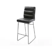 DELIFE Barstoel Pela-Flex echt leer zwart slipframe metaal