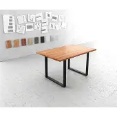 DELIFE Eettafel Classic-Edge 140x90 acacia natuur metaal zwart