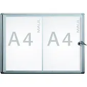 MAUL MAULextraslim Vitrine Magnetisch 2 x A4 Afsluitbaar Binnen 49 (B) x 35,1 (H) cm Zilver