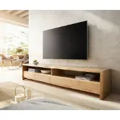DELIFE Tv-meubel Live-Edge 230 cm natuur eik 4 laden massief boomrand