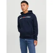 Jack & Jones Sweatshirt 'Marco Bowie' nachtblauw / knalrood / offwhite