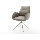 DELIFE Eetkamerstoel Zoa-Flex echt leer mud kruisframe breed roestvrij staal pocketveer kern