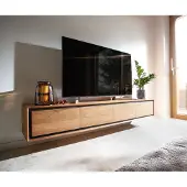 DELIFE Tv-meubel Stonegrace 200 cm acacia natuur 4 deuren steen fineer zwevend