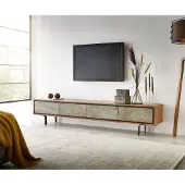 DELIFE TV-meubel Juwelo 200 cm acacia natuur steenfineer metaal zwart