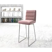 DELIFE Barstoel Pela-Flex fluweel rosé slipframe roestvrij staal