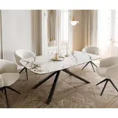 DELIFE Eetkamertafel Edge Boot 200x100 keramiek Calacatta Luxe wit-goud-grijs kruisframe rechthoek zwart