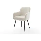 DELIFE Eetkamerstoel Greg-Flex pluchen crème-wit 4-poot conisch zwart pocketveer kern