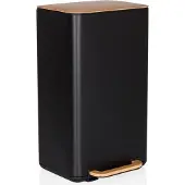 Hjh OFFICE Afvalbak / prullenbak CLEAN NATURA 30 l houtlook staal zwart/walnoot